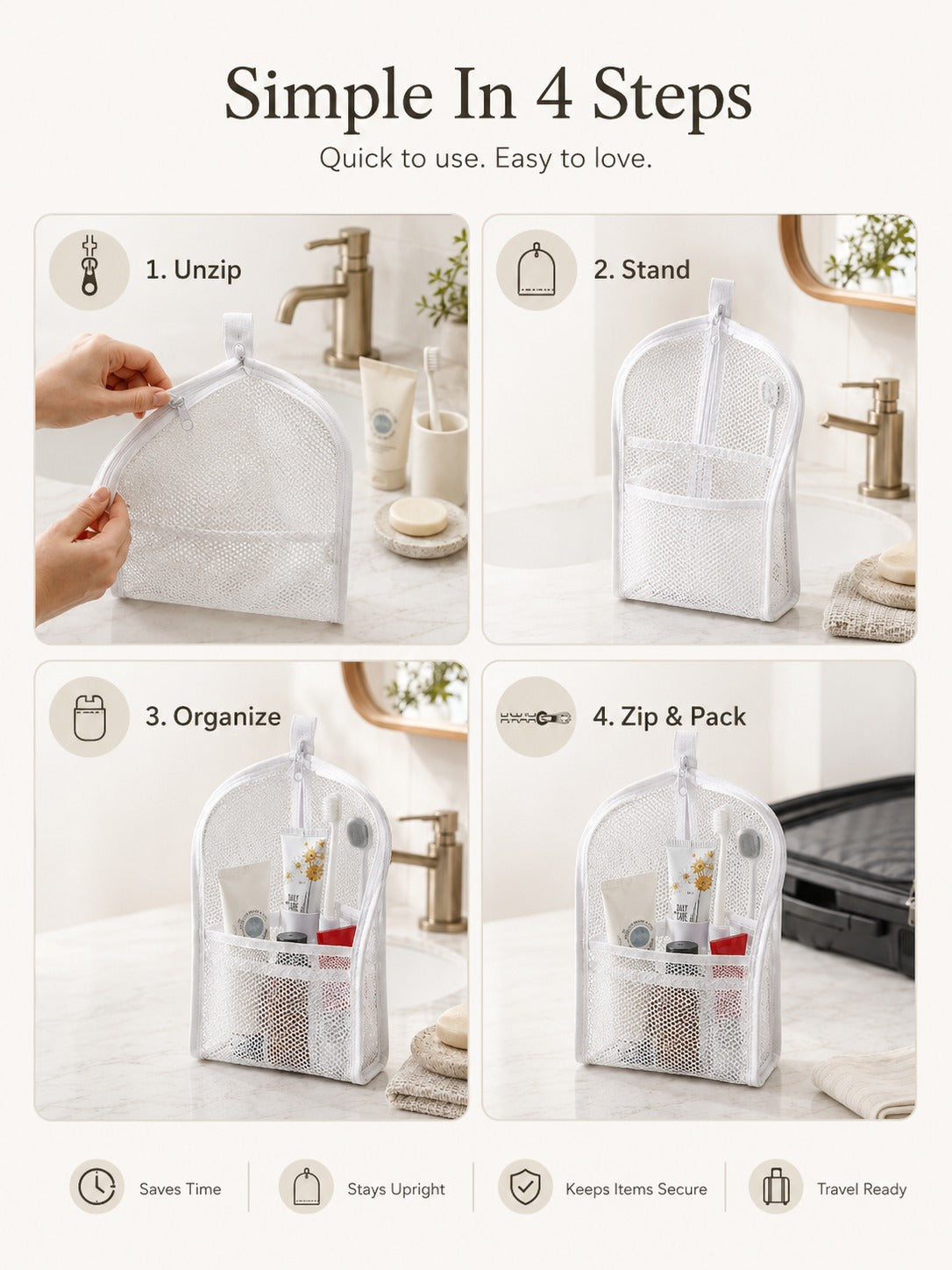 🎒Mesh Zipper Toiletry Storage Pouch-Buy 1 get 1 free - Multi-Pocket Travel Cosmetic Organizer Bag