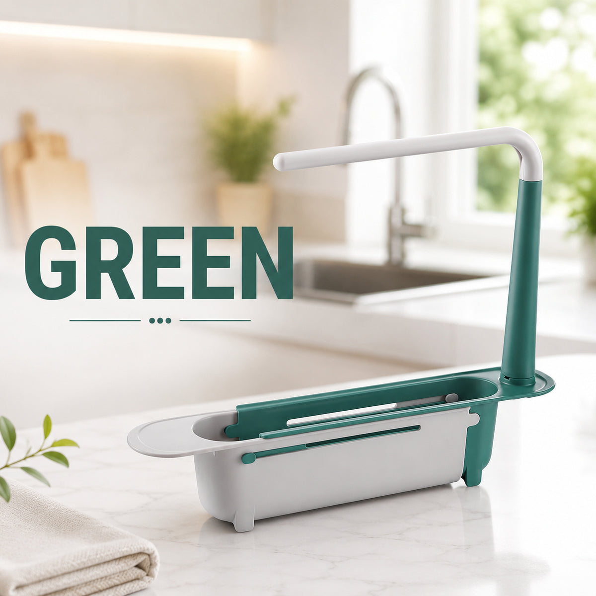 ✨ Adjustable Telescopic Sink Organizer – Drain, Dry & Declutter