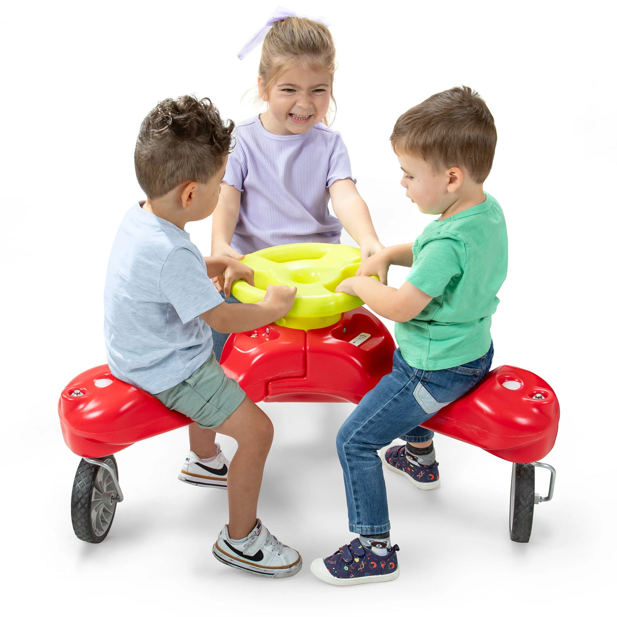 TrioSpin 3-Seat Kids Ride-On Trike – No Pedals, No Batteries, Just Fun