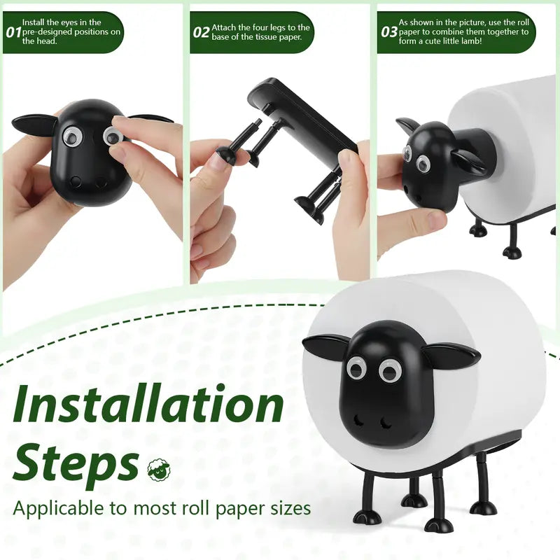 Sheep-Shaped Toilet Roll Holders, Three-Piece Set
