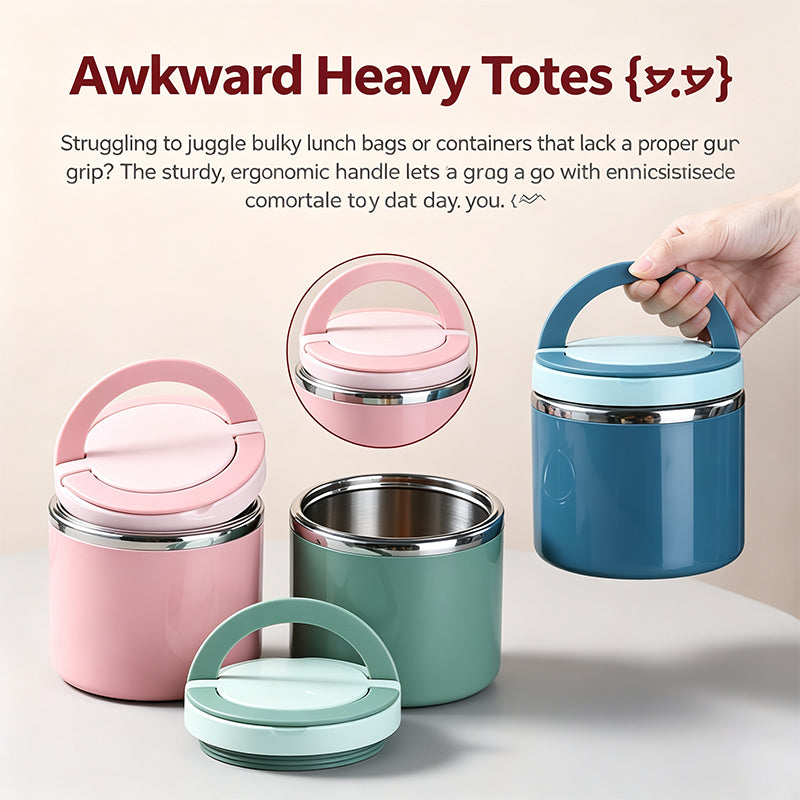 Stainless Steel Bento Style Boxed Lunch Box with Handle - Leakproof, Stackable🍱