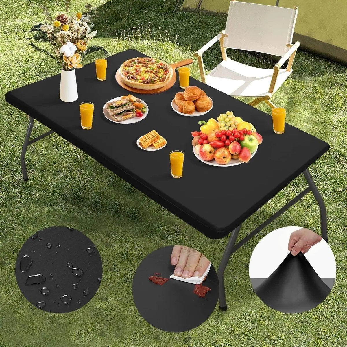 🌸 LIMITED TIME SPECIAL PRICE:$ 19.99!!! ✨Pack Stretch Fabric Table Top Cap Cover, fits 4ft/6ft/8ft Tables