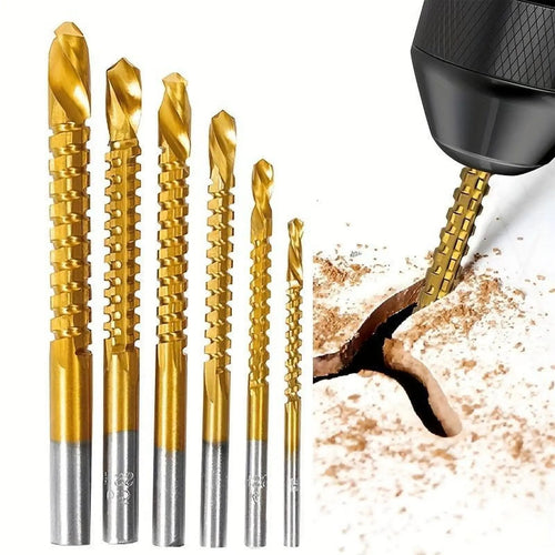 6 Counts Metalworking Ldeal For Drilling,Titanium-Plated High Speed Steel Drill Bits Set