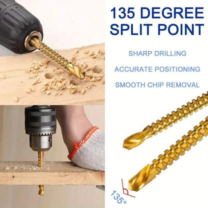 6 Counts Metalworking Ldeal For Drilling,Titanium-Plated High Speed Steel Drill Bits Set