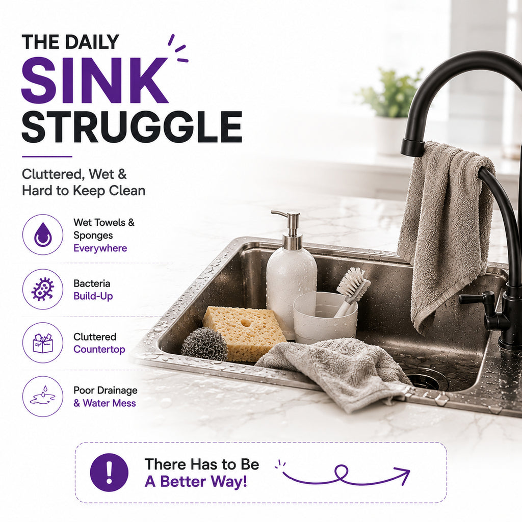 ✨ Adjustable Telescopic Sink Organizer – Drain, Dry & Declutter
