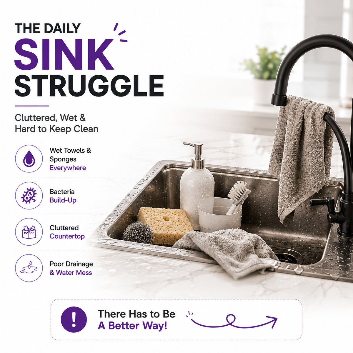 ✨ Adjustable Telescopic Sink Organizer – Drain, Dry & Declutter