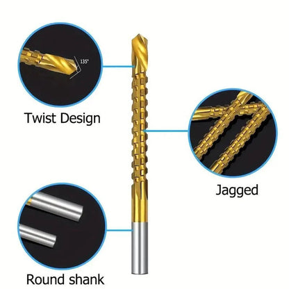 6 Counts Metalworking Ldeal For Drilling,Titanium-Plated High Speed Steel Drill Bits Set