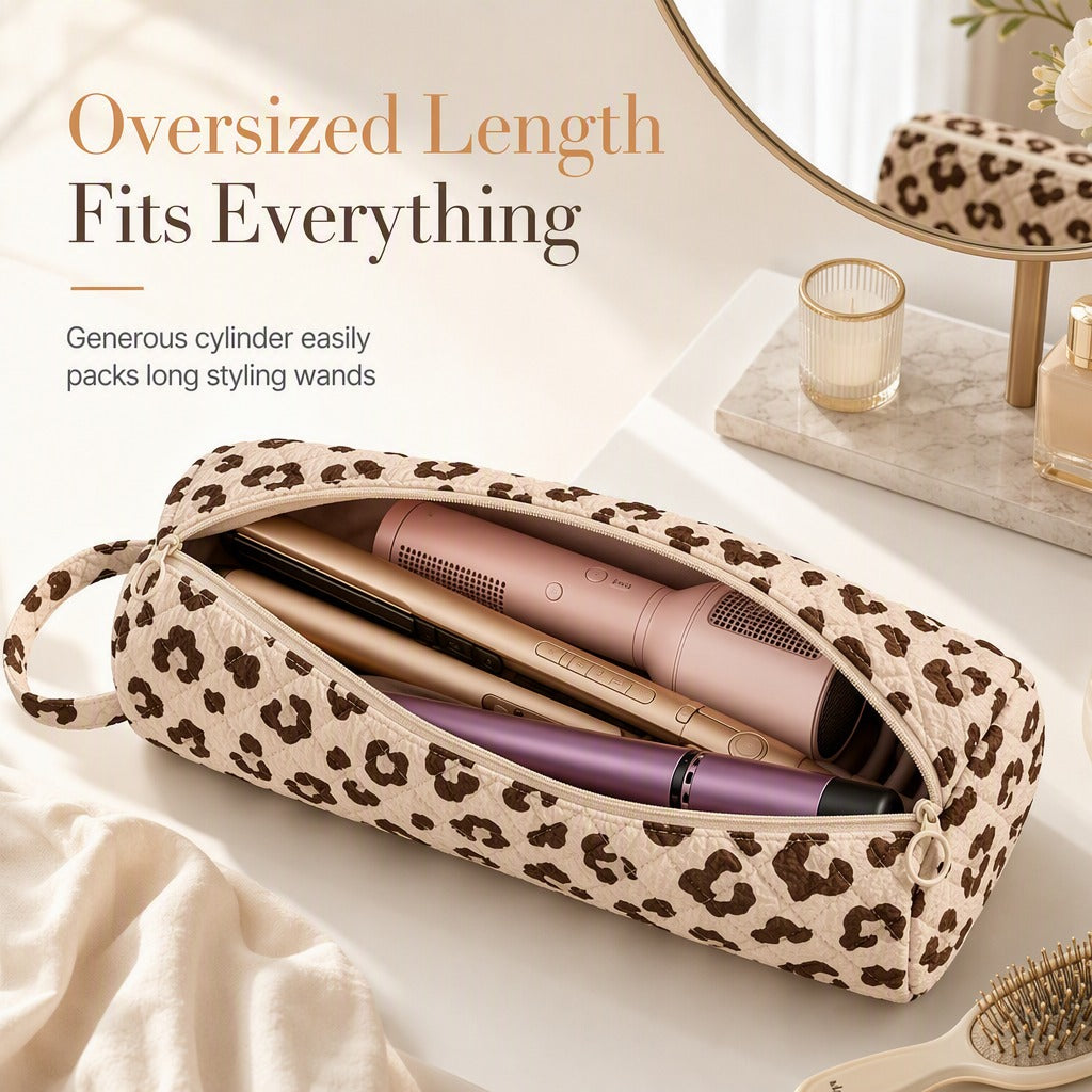⏳🔥LIMITED-TIME 50% OFF! ⏰Portable Quilted Travel Storage Bag with Handle for Hair Dryer Curling Iron and Hair Straightener🐆