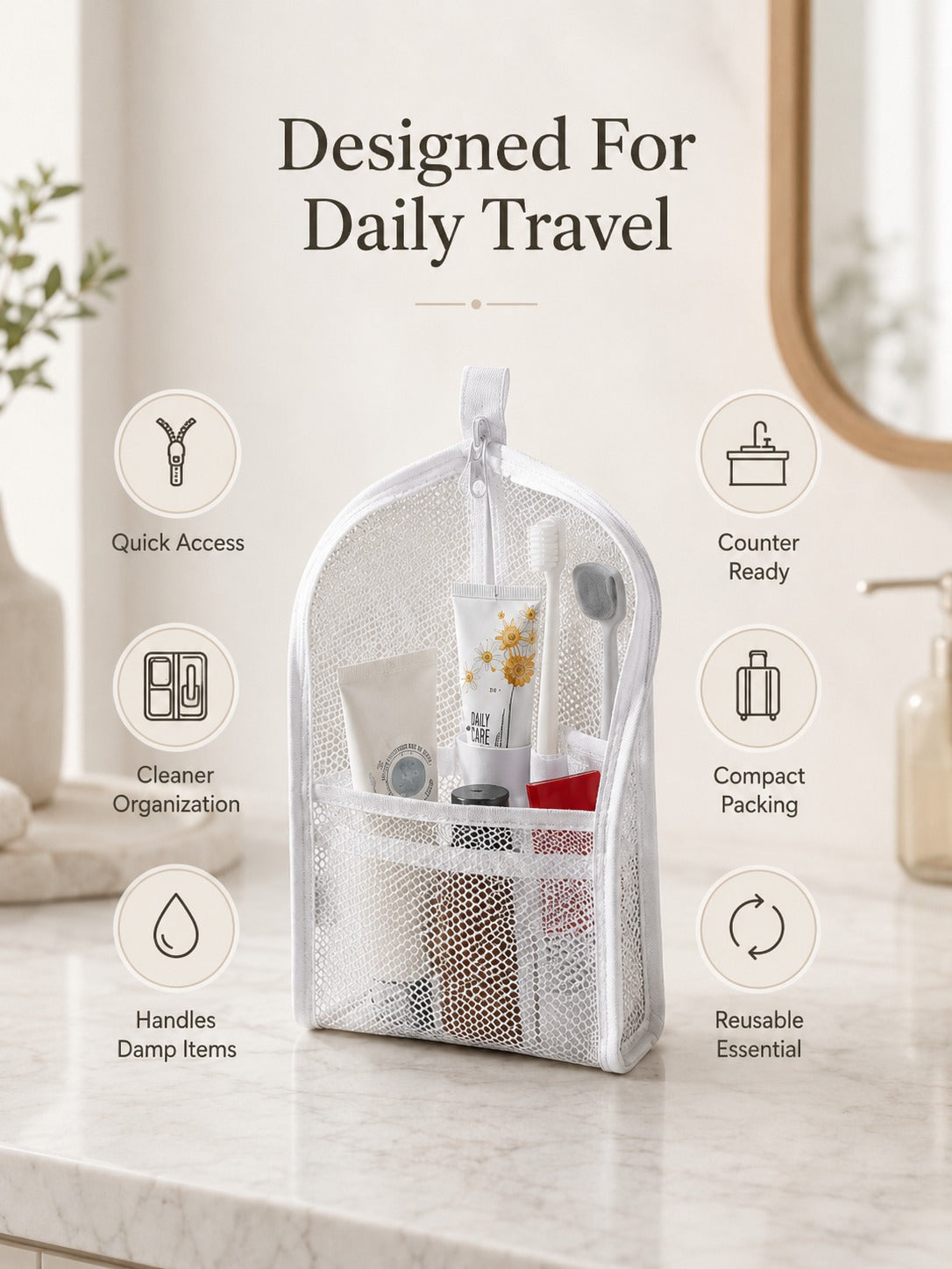 🎒Mesh Zipper Toiletry Storage Pouch-Buy 1 get 1 free - Multi-Pocket Travel Cosmetic Organizer Bag