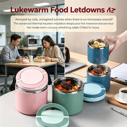 Stainless Steel Bento Style Boxed Lunch Box with Handle - Leakproof, Stackable🍱