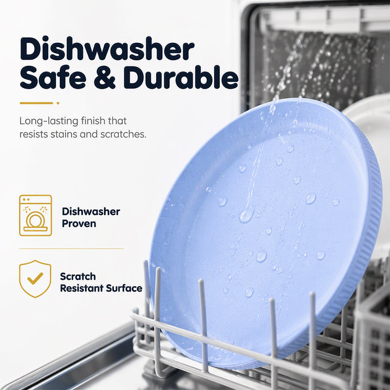 🍽️50% OFF NOW! Unbreakable Wheat Straw Dinner Plates – Reusable Shatter‑Resistant Eco‑Friendly Dining Plates, Stackable Microwave Safe Plates for Kitchen Camping Picnic