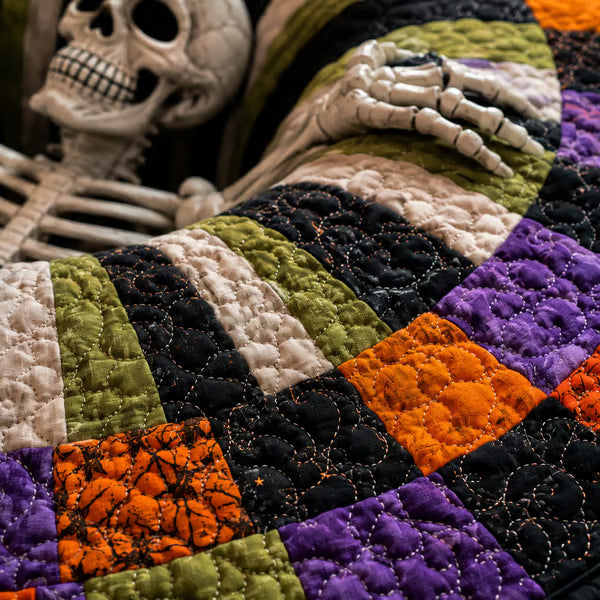 3D Skeleton Vortex Quilted Round Halloween Rug🎃