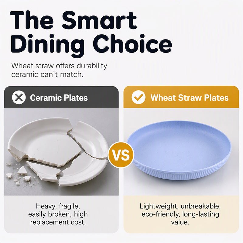 🍽️50% OFF NOW! Unbreakable Wheat Straw Dinner Plates – Reusable Shatter‑Resistant Eco‑Friendly Dining Plates, Stackable Microwave Safe Plates for Kitchen Camping Picnic