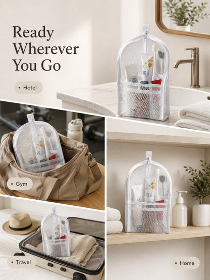 🎒Mesh Zipper Toiletry Storage Pouch-Buy 1 get 1 free - Multi-Pocket Travel Cosmetic Organizer Bag