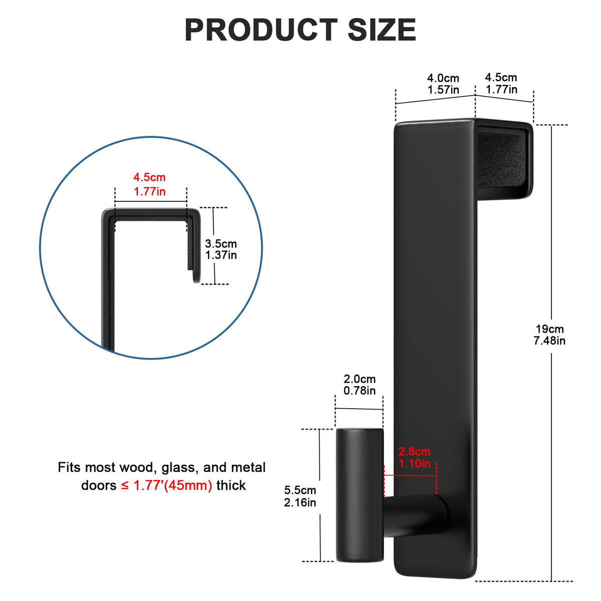 Over-the-Glass Shower Door Towel Hook – 7.5-Inch Extended Stainless Steel Bathroom Hanger