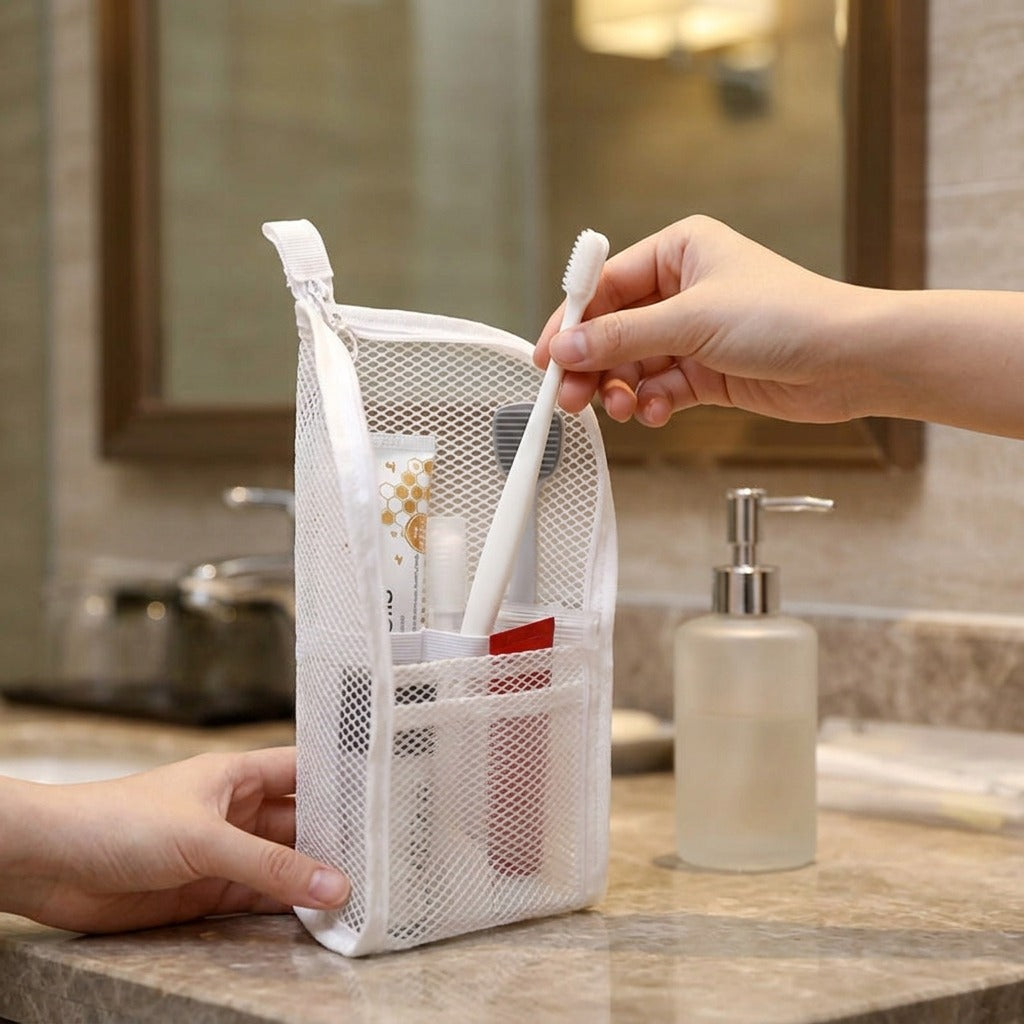 🎒Mesh Zipper Toiletry Storage Pouch-Buy 1 get 1 free - Multi-Pocket Travel Cosmetic Organizer Bag
