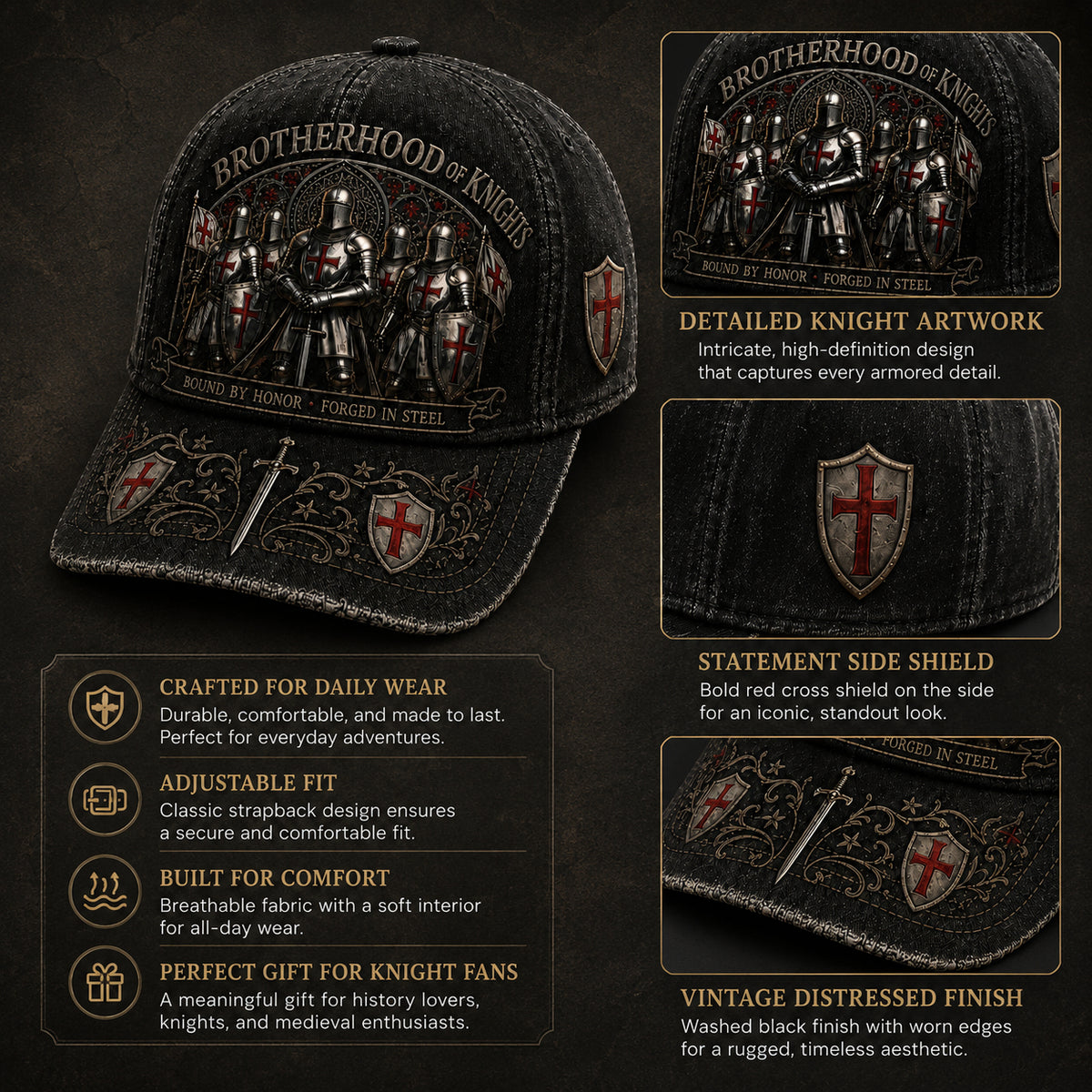 ⚔️ Bound By Honor Forged In Steel – Knights Templar Cap