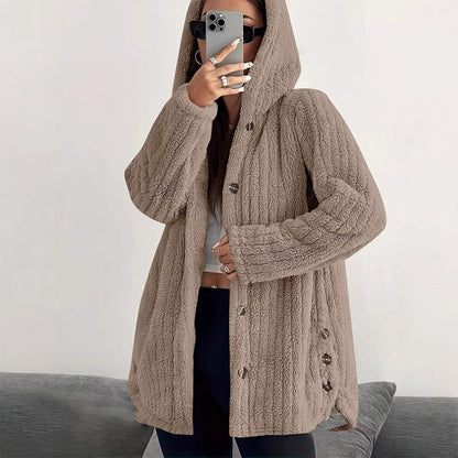 ❄️ Women's Loose-Fit Hooded Plush Jacket
