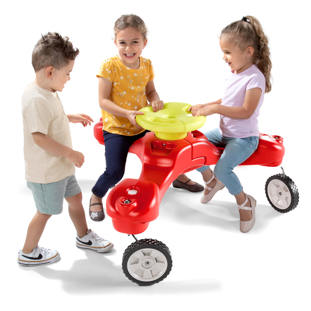 TrioSpin 3-Seat Kids Ride-On Trike – No Pedals, No Batteries, Just Fun