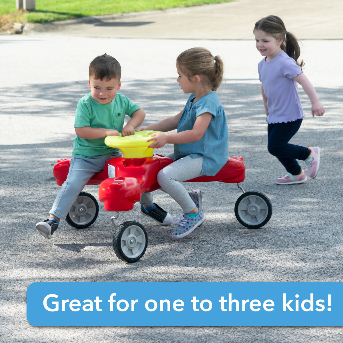 TrioSpin 3-Seat Kids Ride-On Trike – No Pedals, No Batteries, Just Fun