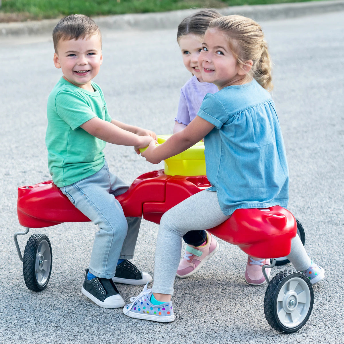 TrioSpin 3-Seat Kids Ride-On Trike – No Pedals, No Batteries, Just Fun