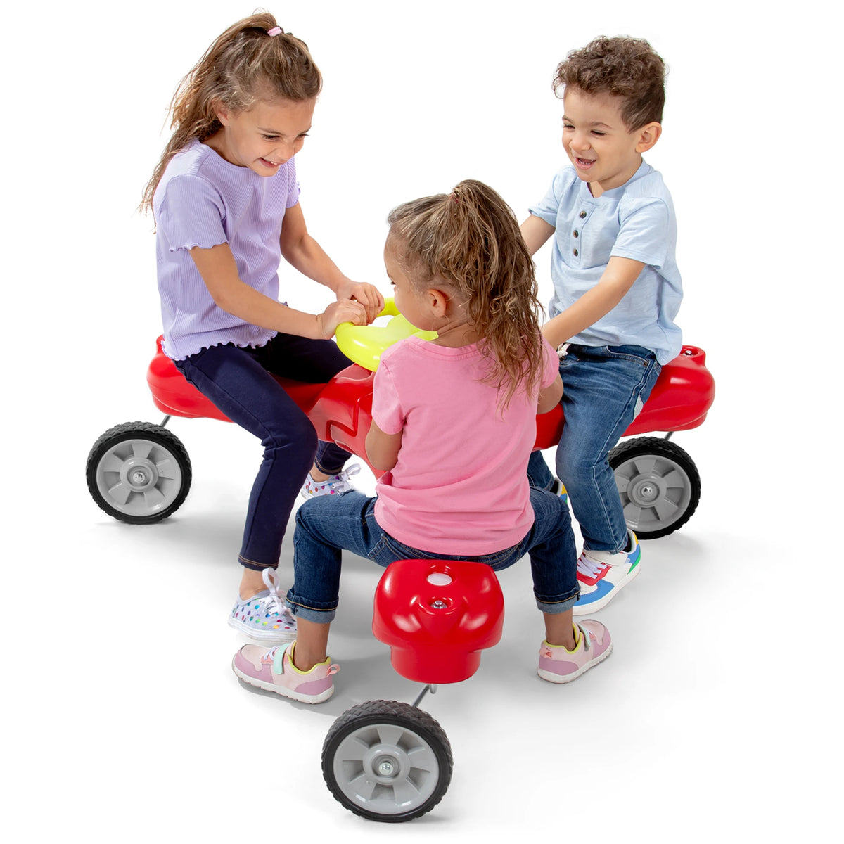 TrioSpin 3-Seat Kids Ride-On Trike – No Pedals, No Batteries, Just Fun