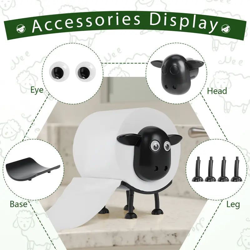 Sheep-Shaped Toilet Roll Holders, Three-Piece Set