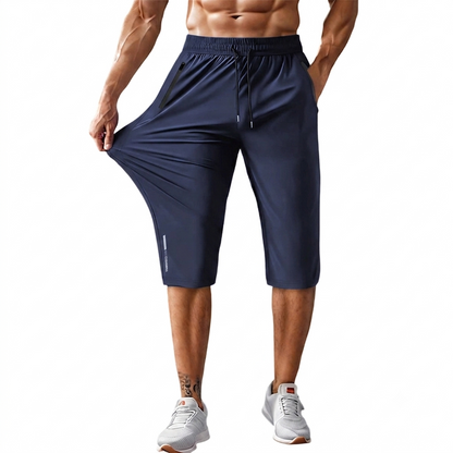 Men's Quick-Dry Sports Capri Pants – Stretchy, Zipper Pockets, Versatile