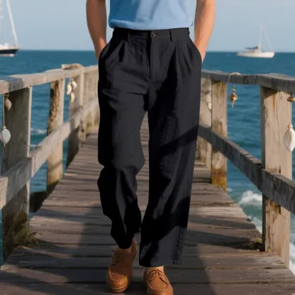 Men's Premium Linen Relaxed Straight-Leg Casual Pants