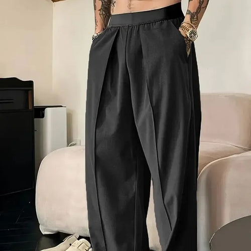 Men's Pleated Wide-Leg Trousers – Relaxed Fit Smart Casual Pants