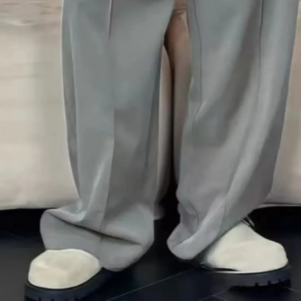 Men's Pleated Wide-Leg Trousers – Relaxed Fit Smart Casual Pants