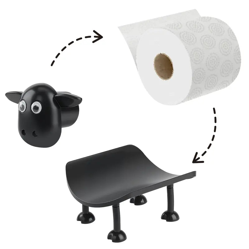Sheep-Shaped Toilet Roll Holders, Three-Piece Set